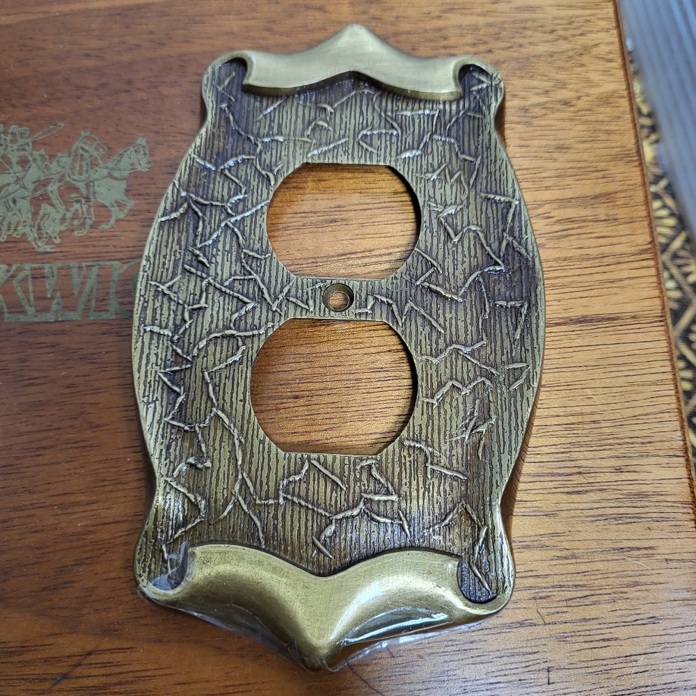 Vintage Brass Scroll Design Outlet Cover
